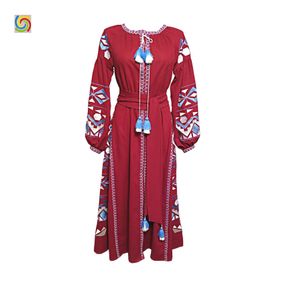 Платье Украинская вышиванка 025539 цвет красный размер XL/XXL