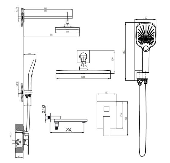 Душова система універсальна Qtap Gemini Chrome прихованого монтажу QTGEM114CRM45702 | Зображення 1