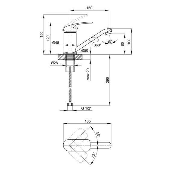 Змішувач для кухні Lidz (CRM) Mars 81 003 01 | Зображення 1