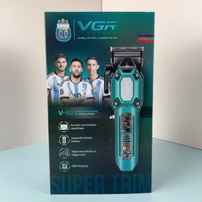 Акумуляторна машинка для стрижки з потужним мотором 7000 RPM, LED-дисплеєм та 6 насадками XPRO VGR V-600 BLACK (45689-V-600 BLACK_587)