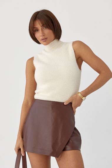 Жіноча жилетка із альпаки - молочний цвет, ONE SIZE (є розміри) | Зображення 4