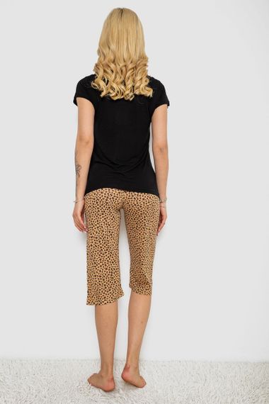 Піжама жіноча з принтом, колір чорний, 243R7122 | Зображення 3