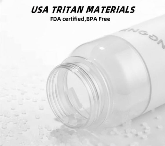 Спортивная бутылка KANGZYUAN 1000 мл (1 л) - Белая Tritan BPA-free, ударопрочная эко-бутылка с трубочкой и ремешком | Зображення 3