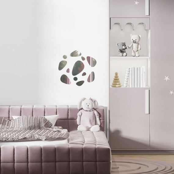 Дзеркальний декор акриловий самоклеючий Камінці срібло, 12шт (D) SW-00002496 | Зображення 4