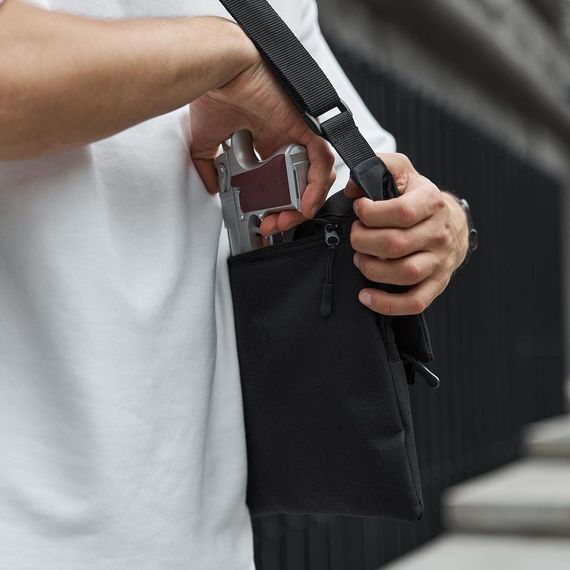 Мужская сумка через плечо кожа, Сумка кобура наплечная, Сумка для скрытого ношения пистолета | Зображення 6