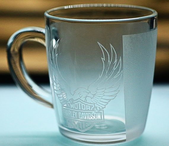 Стеклянная чашка 350 мл с гравировкой Harley-Davidson для настоящего байкера кружка с гравировкой Харлей | Зображення 2