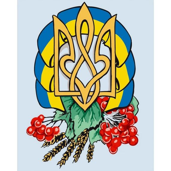 Набір картин за номерами 2 в 1 "Герб України" 40х50 10592-AC і "Гра в кальмара. Робітник" 40х50 10298-AC | Зображення 1