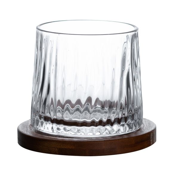 Стакан для виски Dorf 300 мл Jiga Rotating Rocks glass с деревянной подставкой | Зображення 1