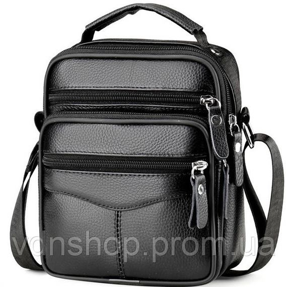 Чоловіча сумка барсетка 17x21x9, шкіряна сумочка планшет Tiding Bag 75003 чорна