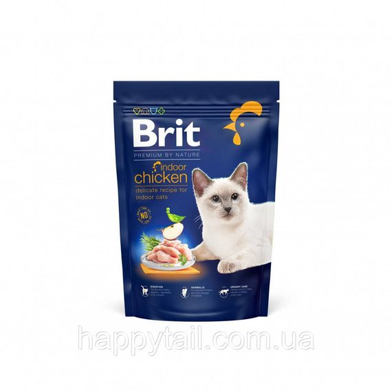 Корм сухой Brit Premium Cat by Nature Indoor для взрослых домашних кошек с курицей 800 г