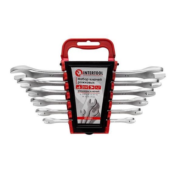Набір ключів ріжкових, 6 од., 6-17 мм, Cr-V INTERTOOL HT-1001
