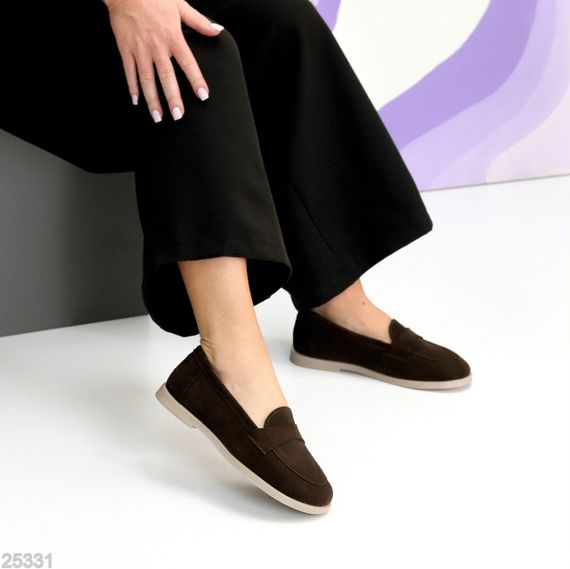 Класичні замшеві лофери гіркий колір Шоколад виробництво Україна | Зображення 4