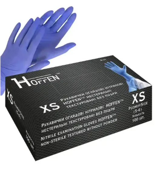ПЕРЧАТКИ НИТРИЛОВЫЕ чорные HOFFEN нестерильные размер L