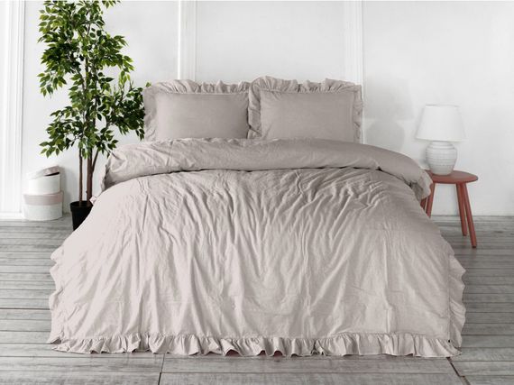 Постельное белье Limasso Stonewashed Exclusive Ranforce 160 х 220 см семейный Natural Krem