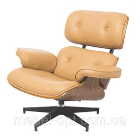 Дизайнерское кресло Eames Lounge Chair бежевый кожзам, дизайн Charles & Ray Eames