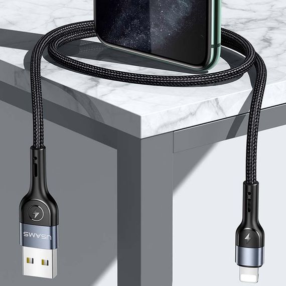 Дата кабель Usams US-SJ448 U55 Aluminum Alloy Braided USB to Lightning (1m) | Зображення 2