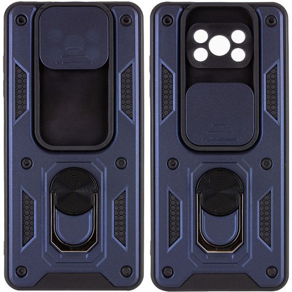 Ударостійкий чохол Camshield Serge Ring для Xiaomi Poco X3 NFC/Poco X3 Pro TPU+PC, Шторка на камеру, Синій