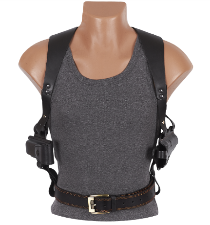 Кобура Форт 17 оперативная  поясная двухсторонняя формованная с чехлом под магазин кожа черная ms