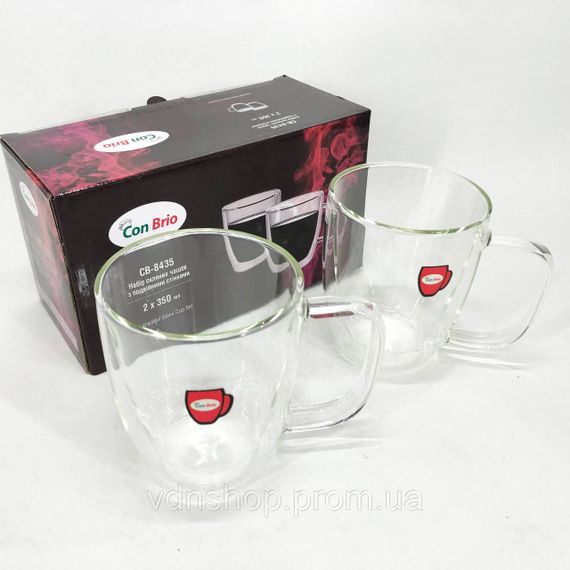 Подвійна склянка для кави Con Brio СВ-8435-2, 2шт, 350мл, Склянки з подвійним дном DS-23 | Зображення 6