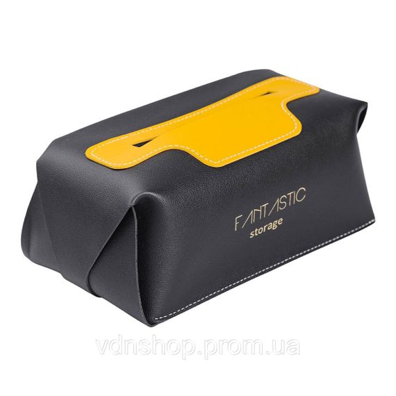 Салфетниця з еко шкіри в машину 21х12х8 см контейнер для серветок Чорний HP-3-210B | Зображення 2