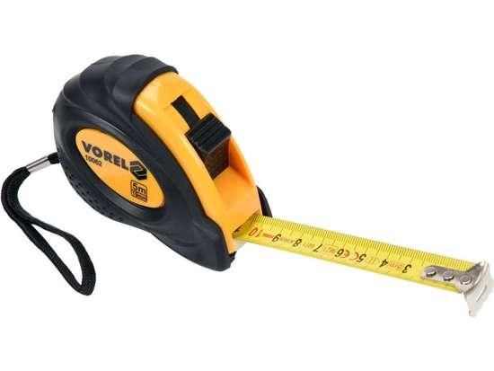 Рулетка метрична шкала 5 м х 19 мм 2 фіксатори Польща VOREL VR-10062