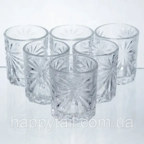 Набір чарок для настоянок Rocks Glass 6 штук по 75 мл з рельєфним візерунком HP-17-8