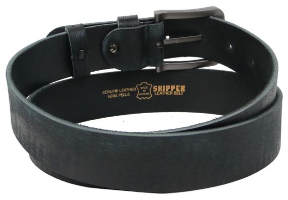 Мужской кожаный ремень Skipper черный 3,8 см | Зображення 5
