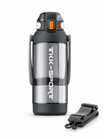 Бутылка TKK 1400 мл - Черная Tritan BPA-free, ударопрочная, спортивная с двойной системой переноски