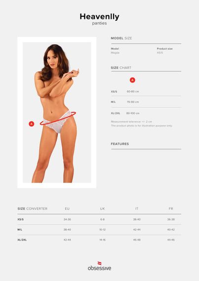 Напівпрозорі трусики Obsessive Heavenlly panties XS/S, відкриті сідниці Sex Aura | Зображення 6