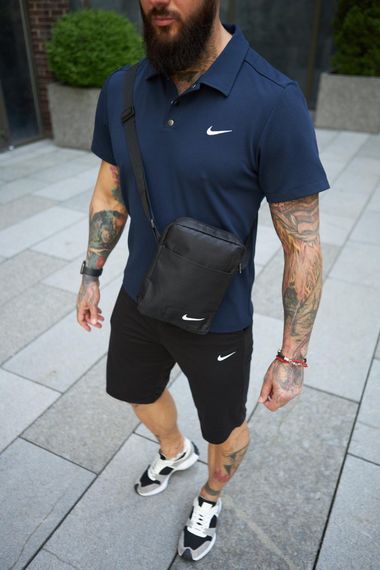 Комплект чоловічий Nike: поло синє + шорти чорні + барсетка чорна (1623403891) | Зображення 2