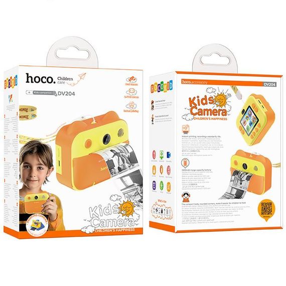 Дитяча фотокамера з моментальним друком Hoco DV204 Dual-camera Yellow | Зображення 2