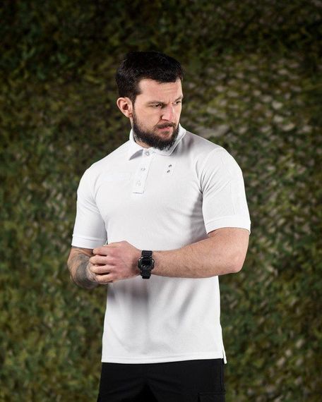 Тактическая футболка поло PATRIOT белая ВТ6322