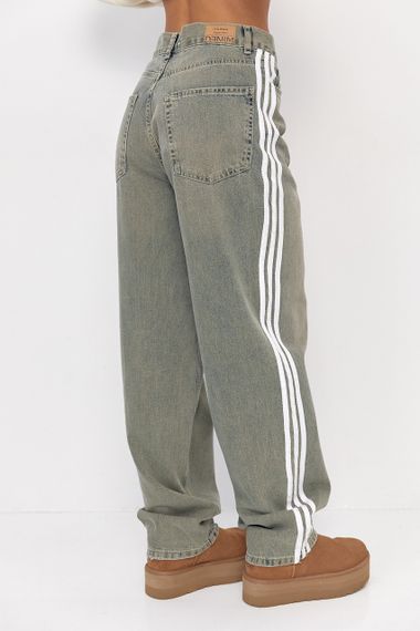 Жіночі джинси Baggy з лампасами - меланж цвет, 42р (є розміри) | Зображення 1