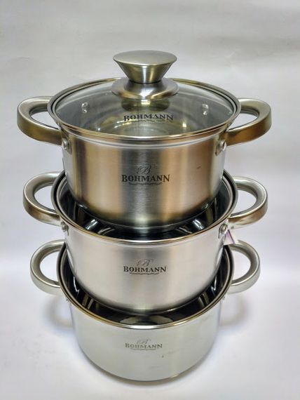 Набор кастрюль Bohmann BH-0514, 6 предметов нержавеющая сталь, для индукции | Зображення 2
