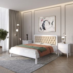 Двоспальне дерев'яне ліжко Mebigrand Токіо Сіро-блакитний (S2010R80B) /Аляска 23 (Бежевий) 180х190 см (MBG-4704)