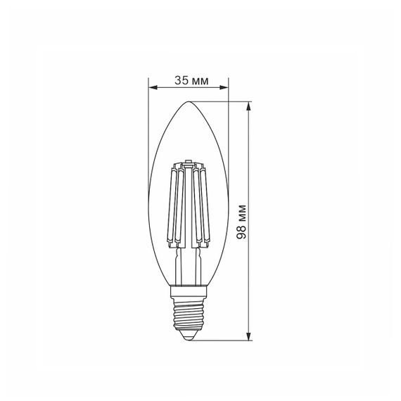 Світлодіодна лампа VIDEX Filament C37F 6W E14 3000K | Зображення 2