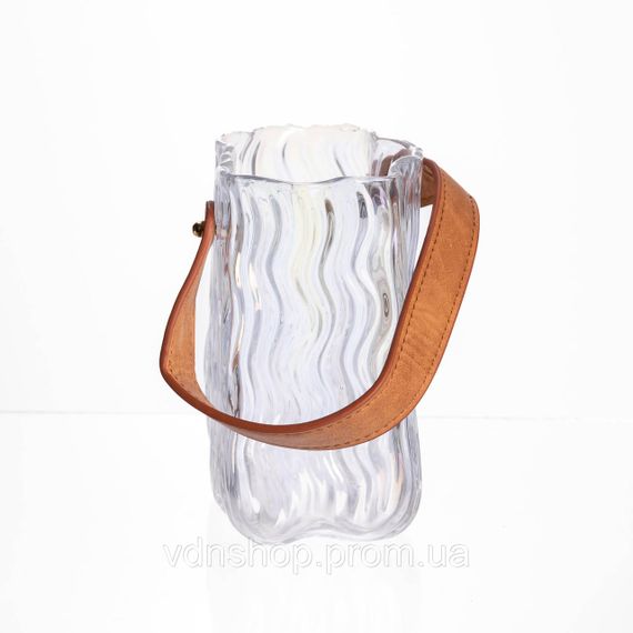 Ваза сумочка з ручкою 12×8.5×16 (см) декоративна скляна ваза для квітів 800 (мл) Прозорий HP-19-154-3 | Зображення 4