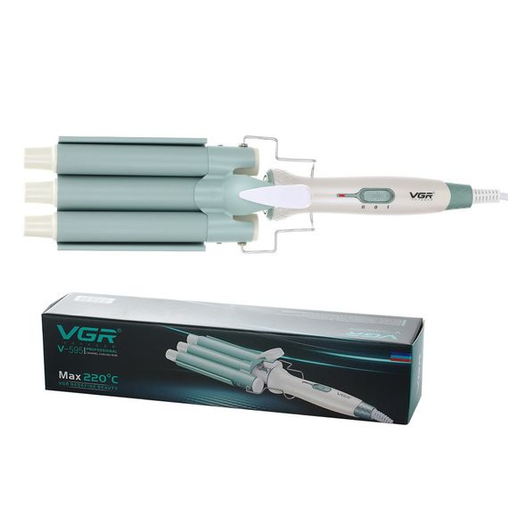 Плойка для волос тройная с регулятором температуры фарфоровая VGR HP-V-595 | Зображення 9