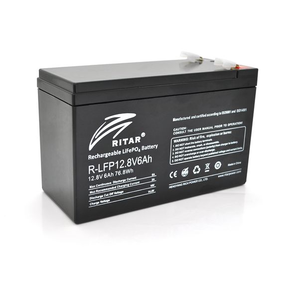 Аккумуляторная батарея Ritar LiFePO4 12,8V 6Ah (76,8Wh) BMS3A@4S  ( 150 x 65 x  95 (100) Q10
