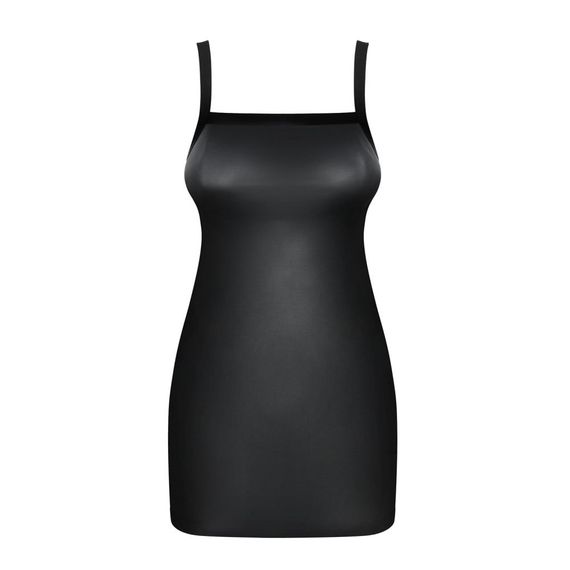 Платье винил Obsessive Leatheria chemise & thong, в комплекте стринги, черный, S/M | Зображення 2