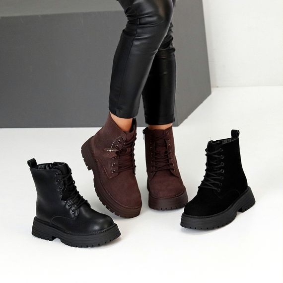 Повсякденні шоколадні зимові черевики берці натуральна замша доступна ціна | Зображення 9