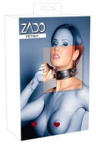 Ошейник широкий Zado FETISH из D-кольцами, кожаный, черный Sex Aura