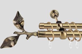 Карниз для штор металевий, дворядний 19 мм Лист Троянди Антик 200 див.