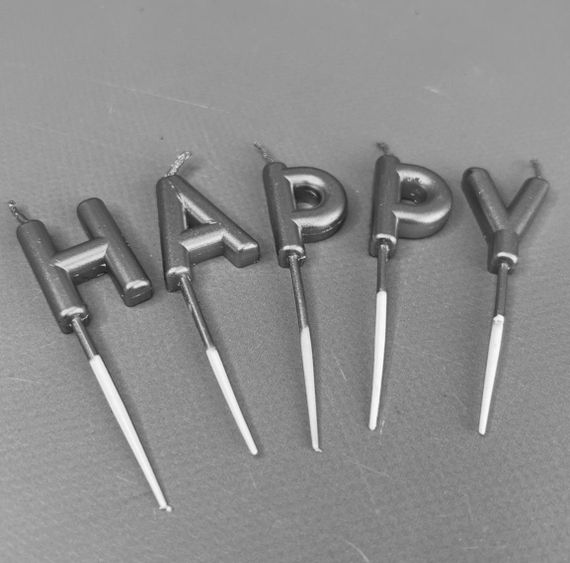 Свічки для торта "Happy Birthday" - срібло