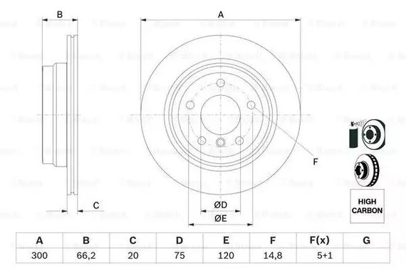 Диск гальмівний BMW 1, BOSCH (0986479263) | Зображення 4