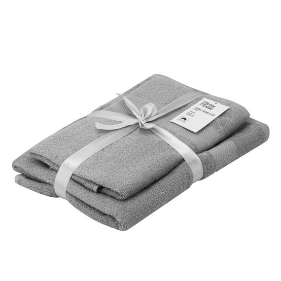 Набір рушників махрових Ardesto Essence 50х90см, 70х140см, 2шт, 100% бавовна, сірий (ART2358GR)