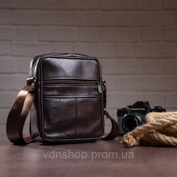 Сучасний месенджер, Чоловіча стьобана сумка через плече, Сумка месенджер шкіряна Чоловіча чорна WN-47 | Зображення 7