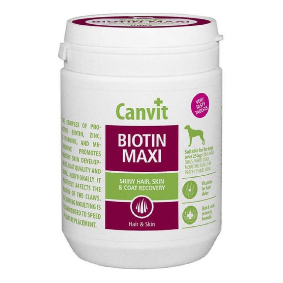 Вітаміни Canvit Biotin Maxi for dogs для здоров'я шкіри та вовни у великих собак 500 гр