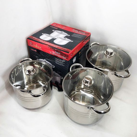 Набор каструль для электрических плит Unique, Набор кастрюль-сотейников больших кастрюль HN-93 | Зображення 2