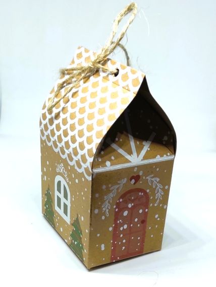 Подарункова коробка з картону 5*7*6см самозбірна новорічна | Зображення 1